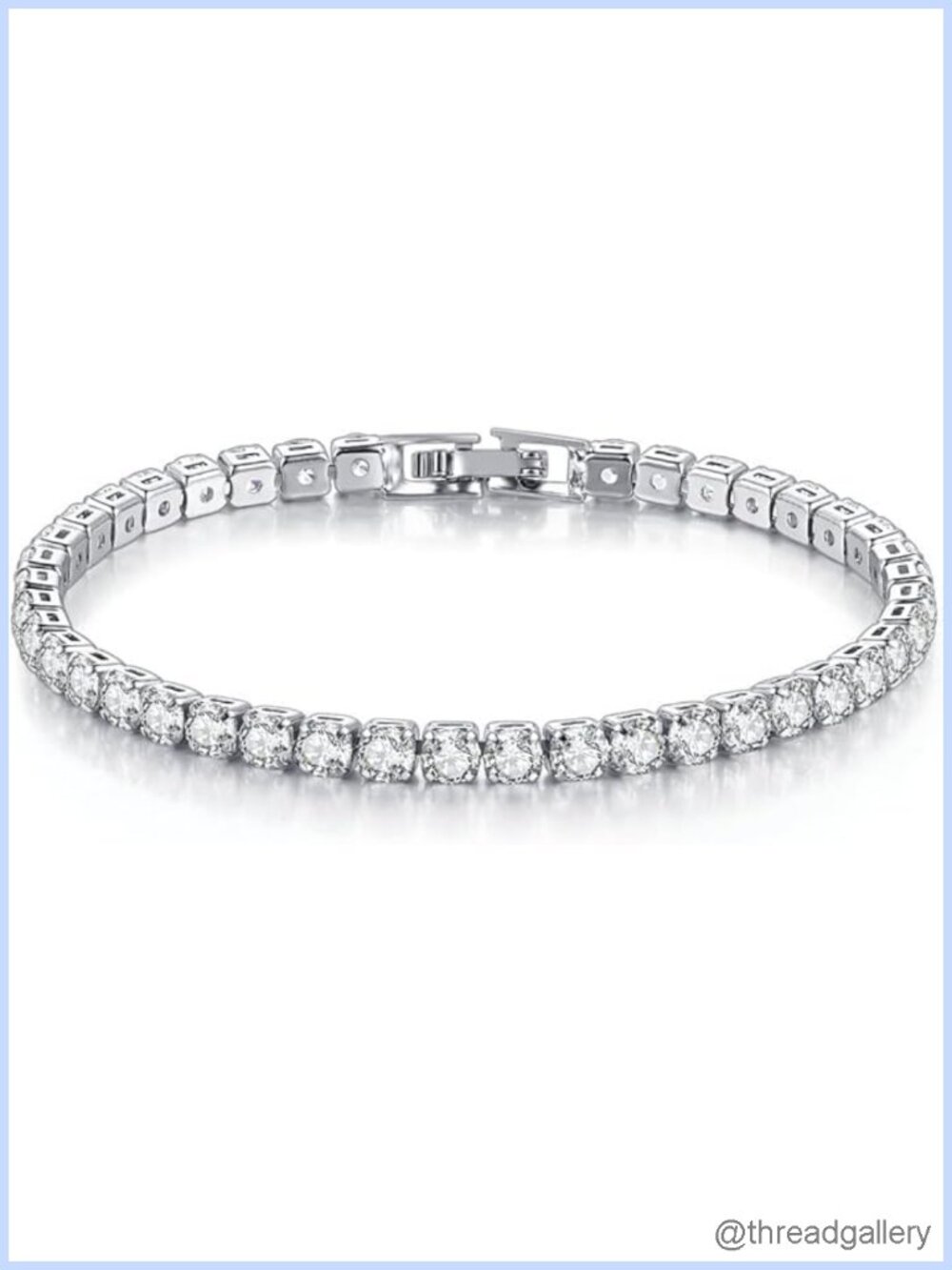 4mm Cubic Zirconia Tennis Bracelet Stainless Steel Silver Chain 7 inches